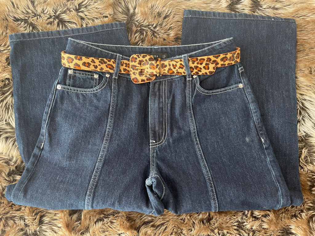 Cinturón Leopardo Hebilla Cuadrada (Cuero)