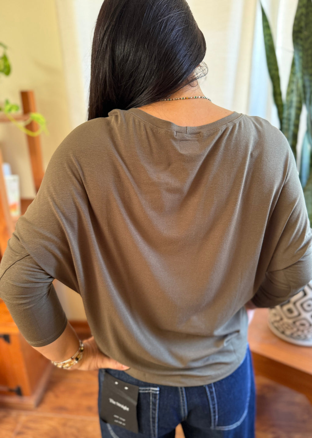 Polera Manga 3/4 Cuadrados Dorados