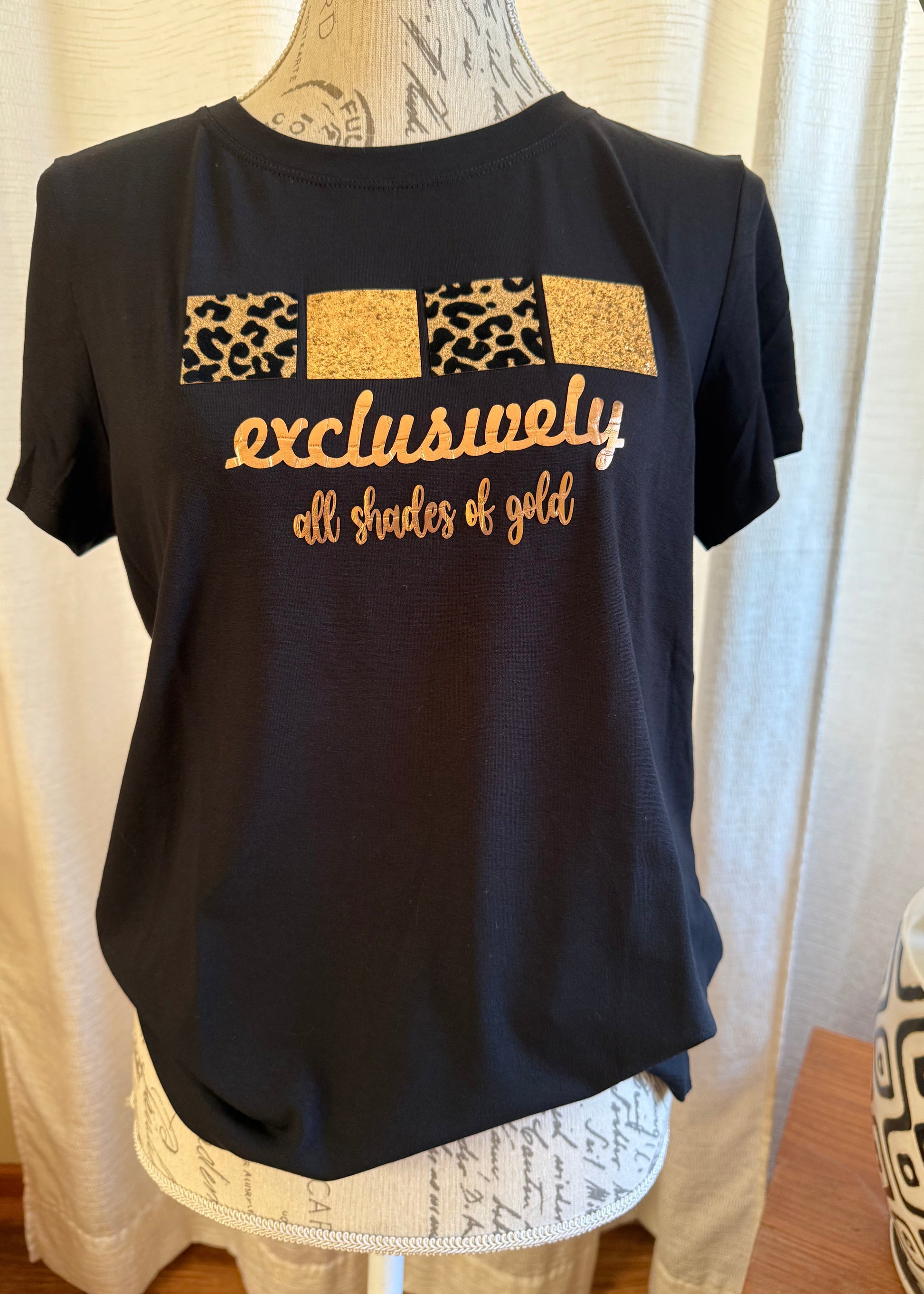 Polera Cuadros Animal Print Y Dorados