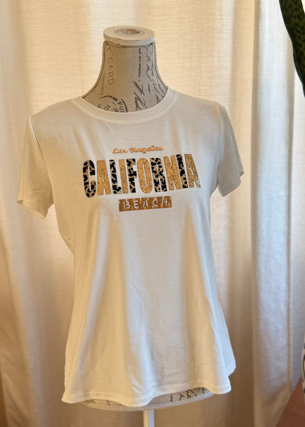 Polera Letras Animal Print y Dorada