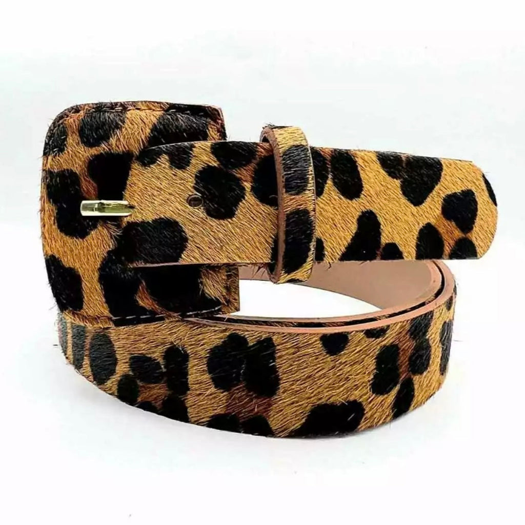 Cinturón Leopardo Hebilla Cuadrada (Cuero)