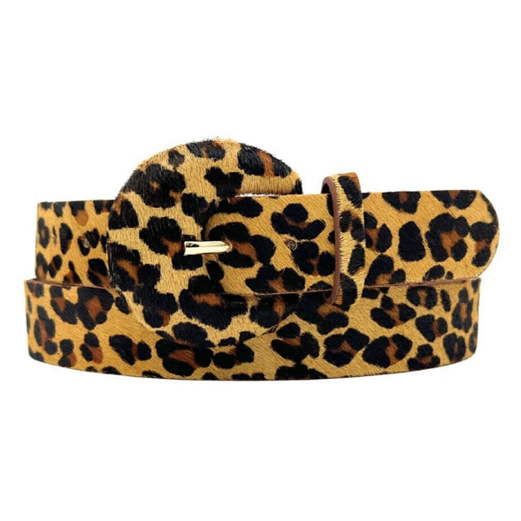 Cinturón Leopardo Hebilla Redonda (Cuero)